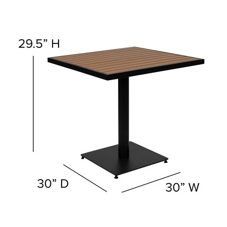 Flash Furniture 30" Square Faux Teak Patio Table & 4 Club Chairs XU-DG-104560064-GG